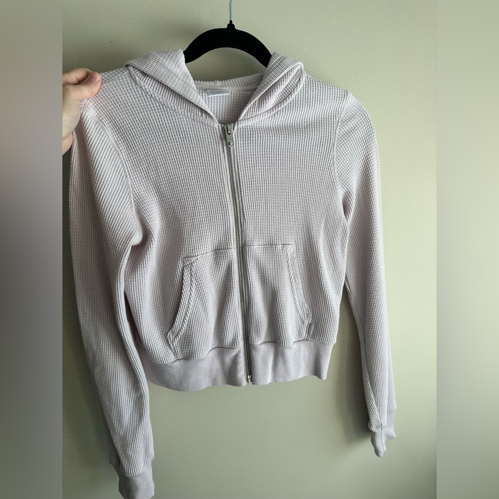 TNA Aritzia Soft Pink Waffle Knit Hoodie
